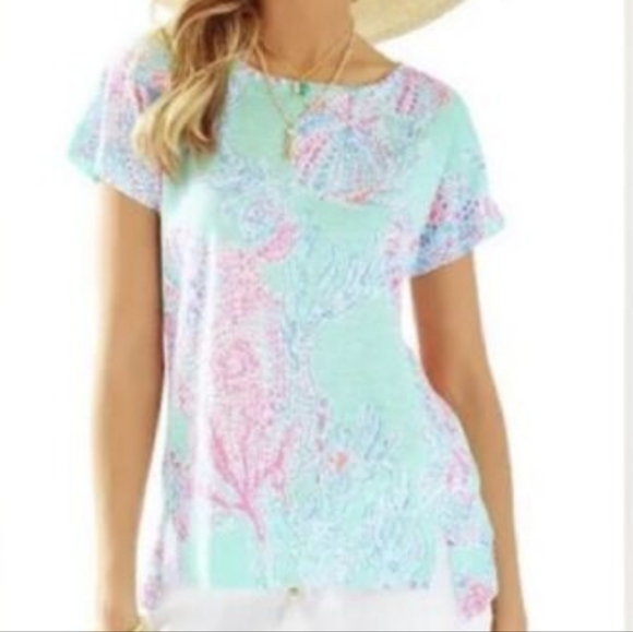 Lilly Pulitzer Mikela 100% Linen Short Sleeve T-shirt - Picture 1 of 9